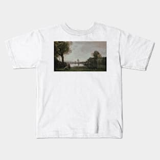 The Seine at Chatou by Jean-Baptiste Camille Corot Kids T-Shirt